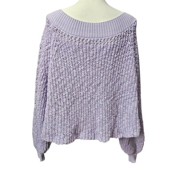 Free People Pandora’s Boat Neck Oversized Slouchy Knit Purple Pullover Sweater - Picture 8 of 8